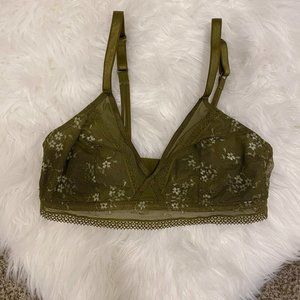 Auden Women's Unlined Lace Bralette Green Size Medium